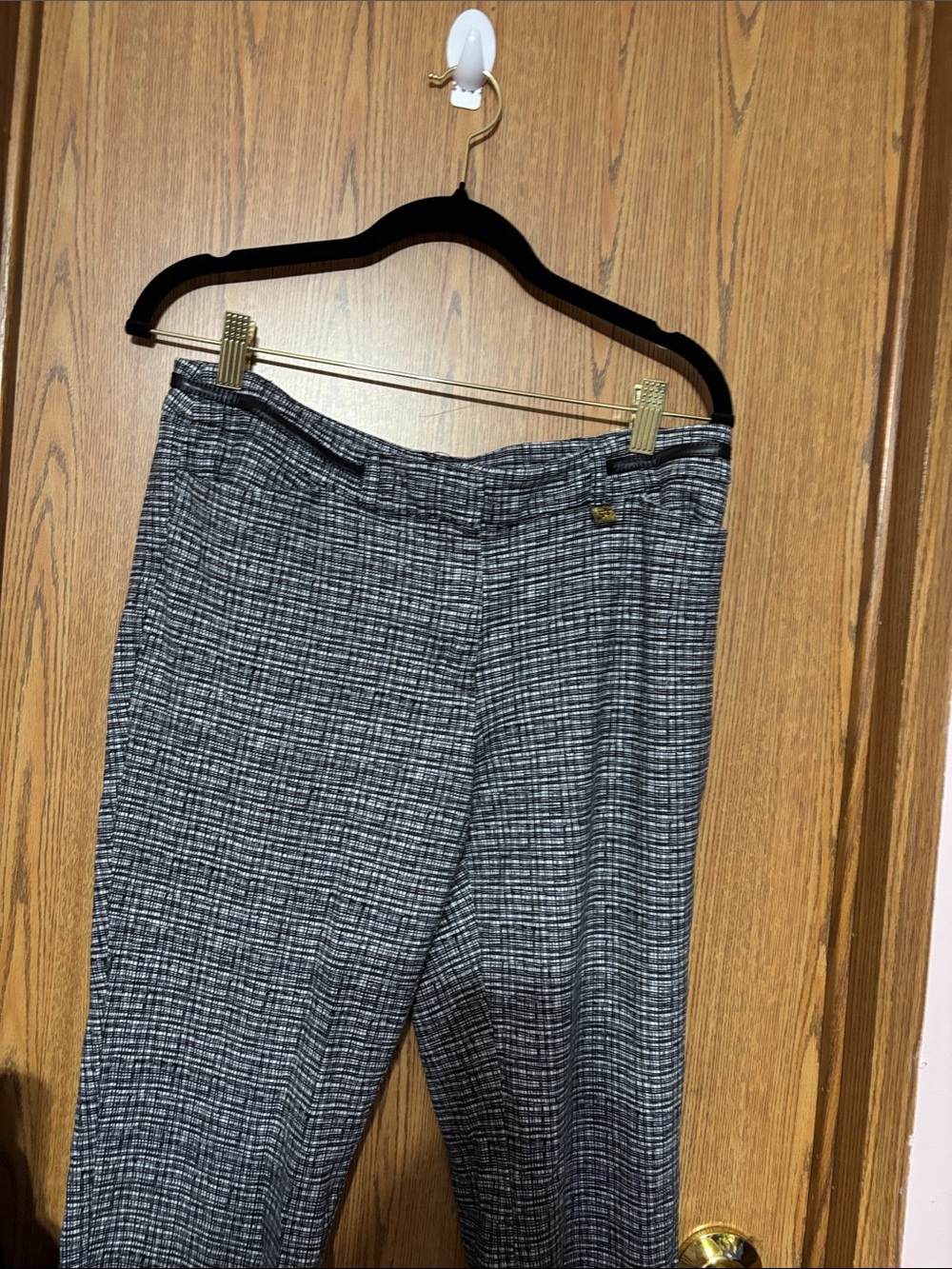 Anne Klein Black and White Crosshatch Dress Pants